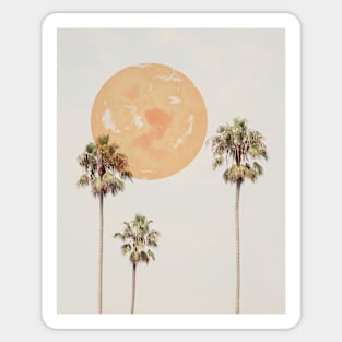 Orange moon and palm trees Sticker